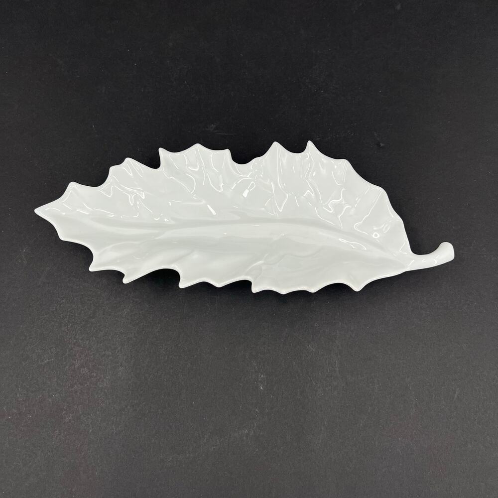 APILCO Yves Deshoulieres Porcelain Leaf Shaped Relish Side Dish- Made In France